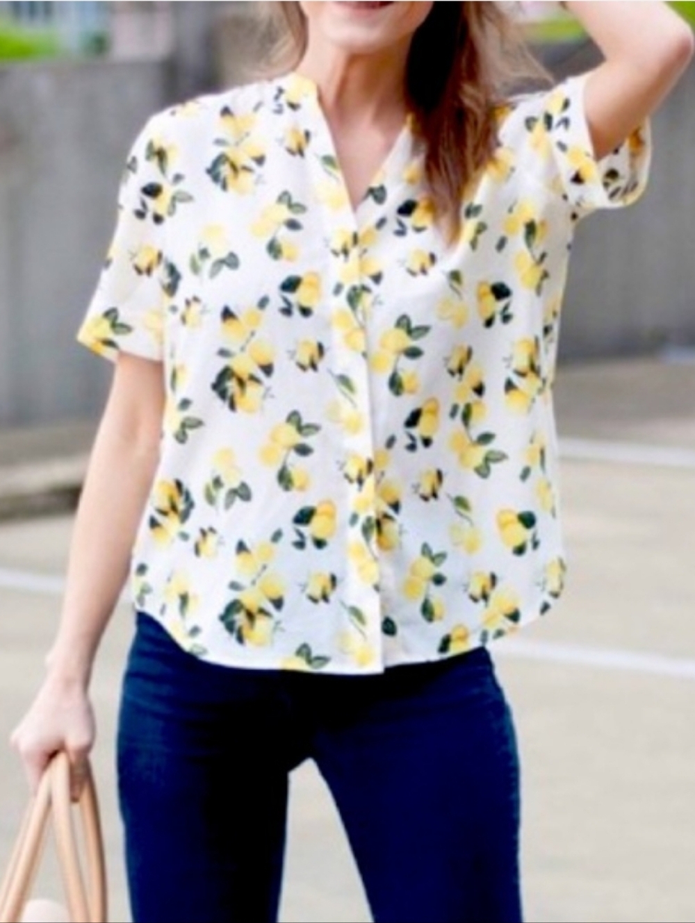 🍋 Dalia Lemon Button Down Blouse, Size Small